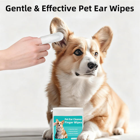 LEOARWE 3-in-1 Pet Wipes Kit for Dogs & Cats - Pet Cleaning Gloves, Ear Cleaner Finger Wipes & Body Wipes