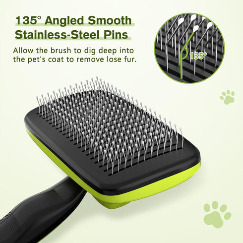 Pecute Self-Cleaning Slicker Brush for Dogs, Cats, Lightweight Brush for Shedding and Grooming, Removes Loose Fur