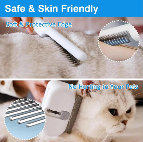 Sfutee Double-Sided Undercoat Rake for Shedding, Dematting Comb for Cats, Deshedding Dog Brush, Flea Comb, Suitable