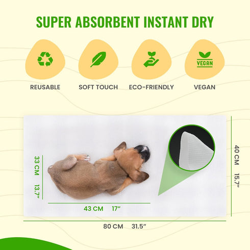 Bamboo Pet Towel 10 PCS, Reusable Machine Washable Paper Towels for Dogs, Cats, and Other Pets