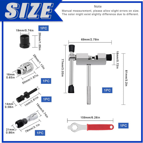 Glarks 6Pcs Bike Repair Tool Kit, Bicycle Crank Extractor, Bottom Bracket Removal Tool & Chain Breaker