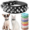 Spiked Dog Cat Collar, Male Black Soft Leather Spike Puppy Collars Adjustable for Small Medium Large Dogs Chihuahua