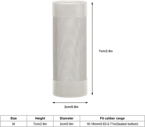 Fish Intake Strainer Filter Cover, Dense Openings Aquarium Filter Mesh, Stainless Steel Variable Diameter Design