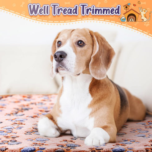 4 Pcs Pet Blanket Dog Puppy Blanket, Paw Print Fleece Blanket for Small Medium Pet Dog Cat, Warm Soft Sleep Mat, Guinea