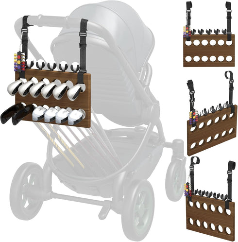 JOXPRING Golf Stroller Attachment Universal Golf Club Holder for Strollers, Acacia Wood, 12