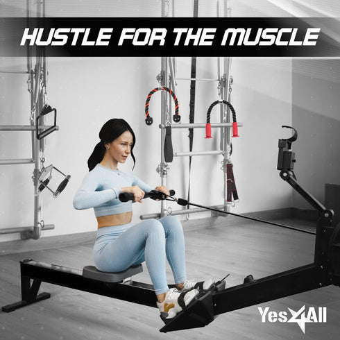 Yes4All Tricep Press Down Cable Machine Attachment Set, V-Shaped Bar & LAT Pull Down Straight Rotating Bar