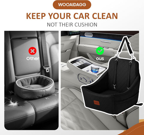 Straps,3 WOOAIDAGG Dog Car Seat for Medium Sized Dog,Pet Travel Car Bed with Seat Belt Channle,Fully Detachable