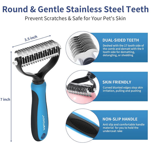 5 in 1 Dog Grooming Kit - Self-Cleaning Slicker Brush for Shedding Dogs & Cats, Includes Pet Comb, Bath Brush, Rake