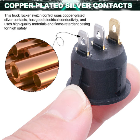 Twidec 6Pcs Round Rocker Switch AC 6A 125V, 10A 250V SPST Toggle KCD1-5-101NRG with LED Light