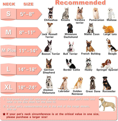 Dog Cone, Dog Surgery Collar, Inflatable Cone for Small Medium Large Dogs, Pink Doughnut Dog Cone Collar, Does Not