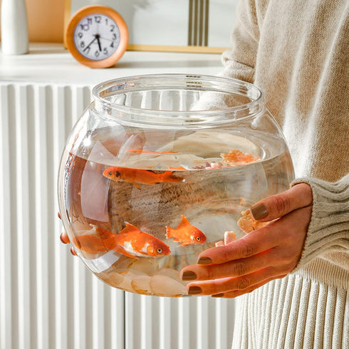 Ipetboom 1PC Desktop Fish Tank Hydroponic Container for Betta Fish, Acrylic Fish Bowl Decor, 19.5x18cm