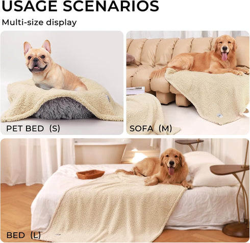 Luciphia Premium Fleece Dog Puppy Blanket, Soft Pet Sherpa Calming Cat Throw for Small Medium Dog Cat (Beige, 57x40