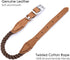 Mile High Life Rope Dog Collar - Durable Braided Cotton with Genuine Leather and Metal Pin Buckle for Medium Dogs (Dark