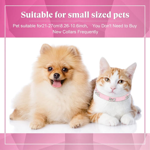 4 Pcs Pink Dog Collar, Spiked Studded Dog Collars, Pearls Dog Necklace with Rhinestone Bow Knot for Dogs (Novel Style,