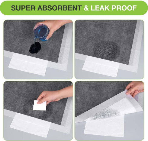 Disposable Dog Pee Pads: 13" x 18" Odor-Control Bamboo Charcoal Fiber, Super Absorbent, 50 Counts
