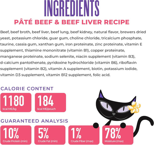 5.5 oz. (8 Count) Tiki Cat After Dark Soft Pate Wet Cat Food, Beef & Beef Liver Recipe, Can