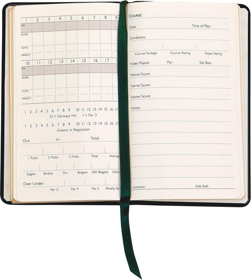 Graphic Image On The Green Golf Score Book - Genuine Calfskin Leather (British Tan, 3" x 5")