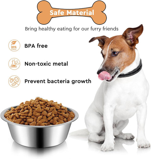 6 Pack Stainless Steel Dog Bowls - Metal Water Bowls, 6.9" Basic Pet Food Bowl for Large, Medium, Small Dogs, 30oz