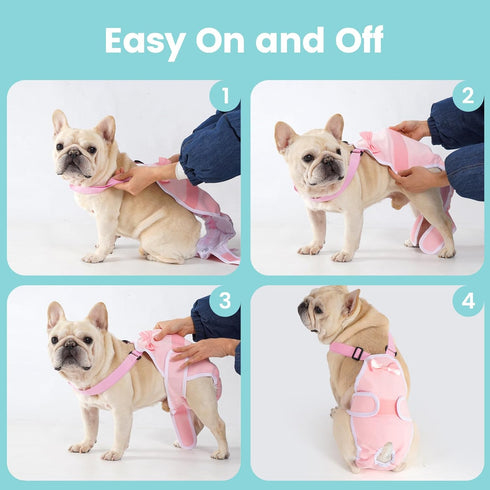 3 Pack Avont Frenchie Dog Diapers Female, Washable Reusable Girl Doggie Pants for Period Heat Cycle, Full Body Cover