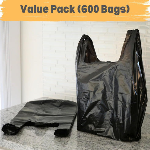(600 Hammer T-shirt Biodegradable Black Plastic Bag ct.) Small Can Liners Thank You Grocery Shooping Size Doggy Poop
