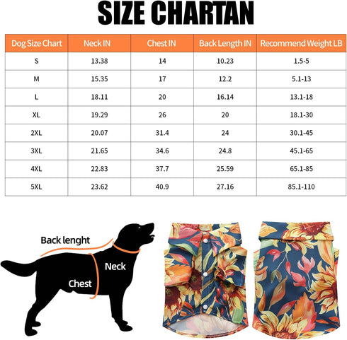 Dog Shirt Hawaiian | Pet Summer T-Shirts with Floral Design, Cool Clothes for Dogs, Sold Separately