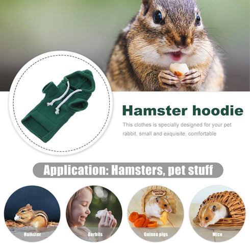 Ferret Clothes, Hamster Sweatshirt, Guinea Pig Hoodie, Bunny Hamster Clothing, Small Animal Warm Vest, Green S Red