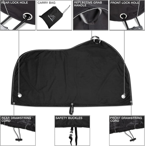 Team Obsidian Bike Covers | Outdoor Storage or Transportation | Heavy Duty, Waterproof 210D Oxford Ripstop | Sizes L,