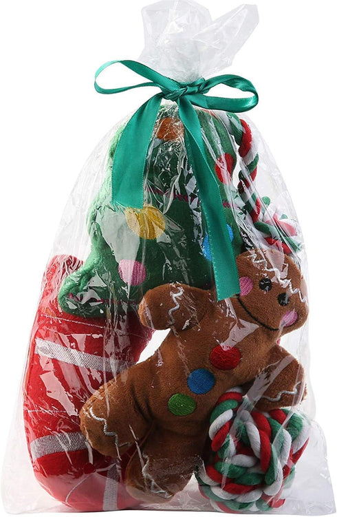 JPB 4 Pack Christmas Dog Toys - Squeaky Plush Puppy Toy for Small Dogs