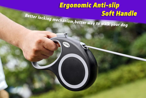 Retractable Dog Leash, 26 Feet for Small to Large Dogs up to 110lbs, Heavy Duty Design with Anti-Slip Handle