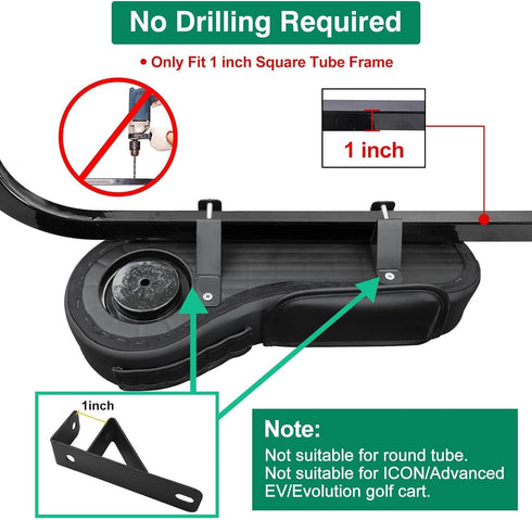 No Drilling Golf Cart Armrest with Cup Holder, Phone Bag, Fits 1" Side Square Tube for EZGO Club Car