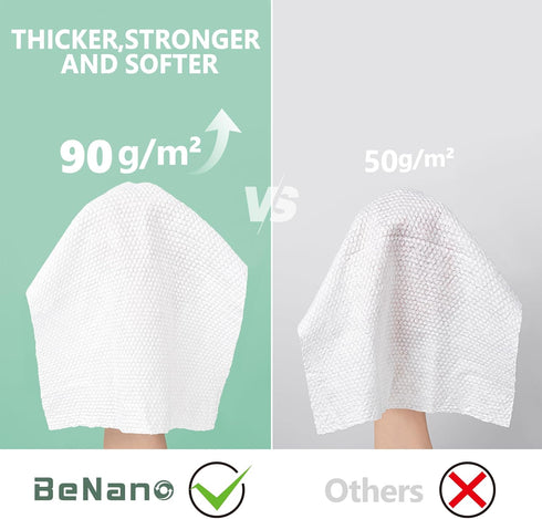 Benano 100% 11.8 9.4 Premium Disposable Compressed Face Towels Tablets, USDA Biobased Quick Dry Portable Thick