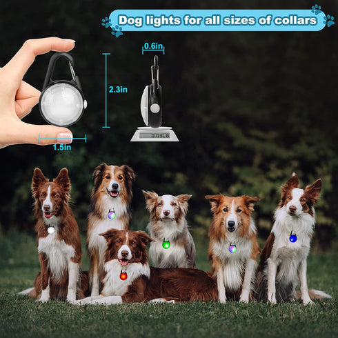 4 Modes Dog Lights for Night Walking, IP68 Waterproof Collar Light, High Capacity Rechargeable Clip On for Night Time