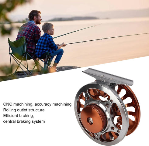 Fly Fishing Reel, 3/4 Weight, CNC Machined Aluminum Alloy Body, 1:1 Gear Ratio, 3 Bearings, Sealed Fishing Reel