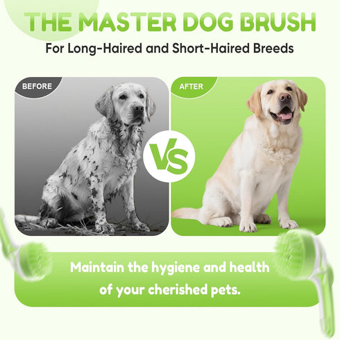 2pcs Pet Bath Brush with Shampoo Dispenser, Dog Bath Brush and Grooming Massage Brush for Dogs & Cats, Easy Dog Washing