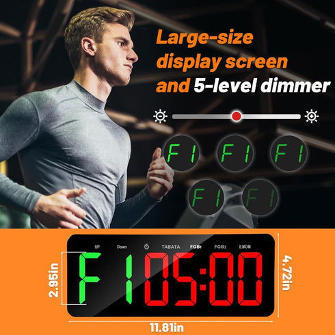 Faweskiy Count Upgraded Gym Timer Clock for Tabata/FBG/EMOM - Large Workout Clock for Home Gym with Remote Control