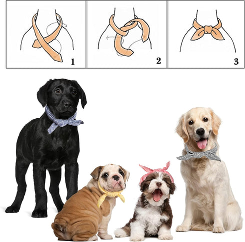 4PCS Spring Dog Bandanas, Cute Soft Cotton Puppy Scarfs, Washable Daily Handkerchiefs, Adjustable Gifts for Small