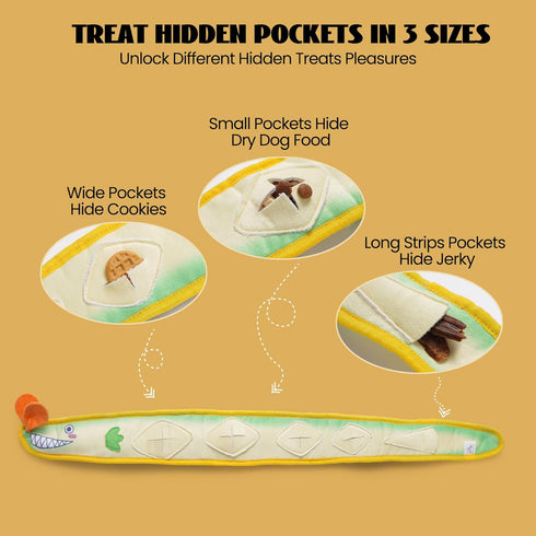Nocciola EEL Squeaky Dog Toy, Tough No Stuffing Toy for Tug of War, Puppy Interactive Puzzle Fun to Keep Them Busy