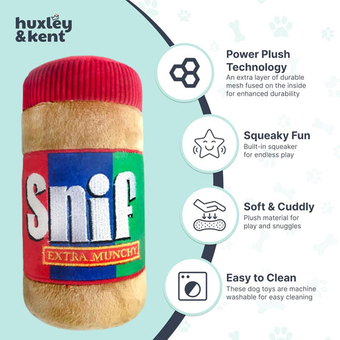 Huxley & Kent Plush Dog Toy with Squeaker - Power Plush Stuffed Toy for Dogs, Snif, Small