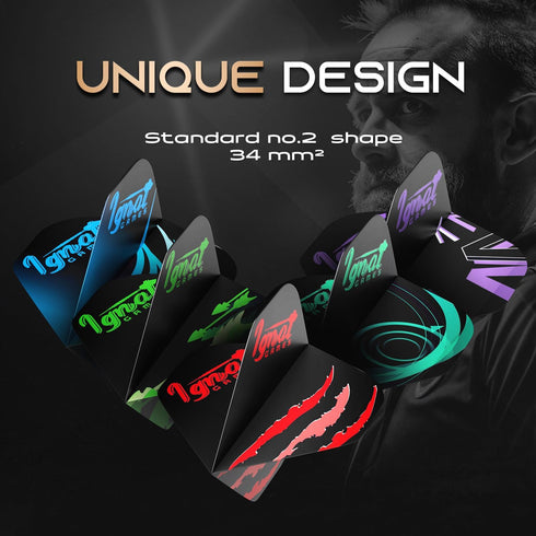 IgnatGames Dart Flights and Accessories - 18/30 GlideXPro 130 Micron Flights with 6 Flight Protectors
