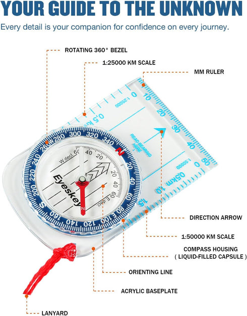 Eyeskey Premium Orienteering Compass for Hiking & Navigation