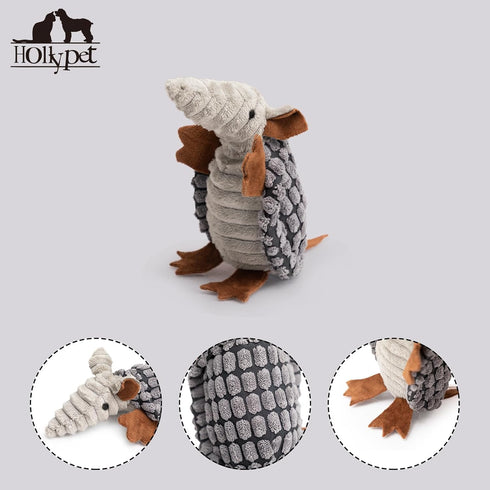 Hollypet Fluffy Dog Toys, Squeaky Plush Toys for All Breeds, Stuffed Chew Toy for Small, Medium, Large Dogs (Dark Gray)