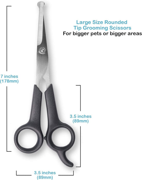 #1 Trimmer Set 2 Pets First Pet Grooming Scissors Body & Facial Durable Stainless Steel Blades. Rounded Tips Shears