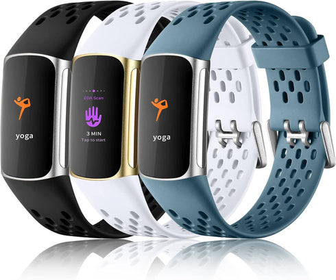 Maledan Compatible with Fitbit Charge 5/6 Bands, Soft Waterproof Replacement Wristbands Strap for Advanced Fitness