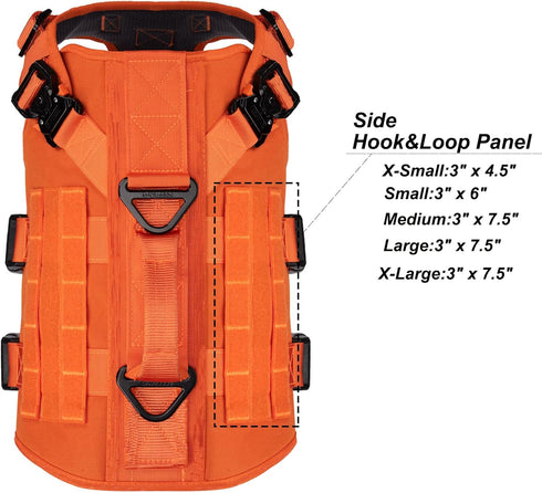 ICEFANG GN3 Tactical Dog Harness with 6X Buckle, Molle Vest with Handle, No Pulling Front Clip (XL, Safety Orange)