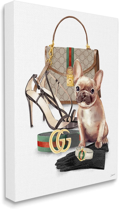 Stupell Industries Stylish Puppy Dog Designer Purse Shoes Accessories, Design by Ziwei Li
