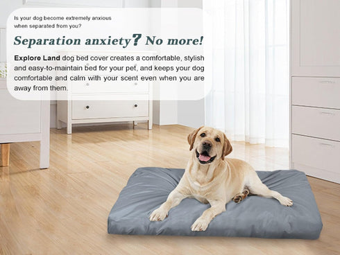Explore Land Scratch Resistance Dog Bed Cover, Canvas Washable Dog Crate Pad Replacement Cover - 48Lx36Wx4H inch -