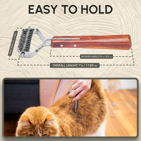 Flamia & Jabz Undercoat Rake for Dogs & Cats - Dematting Grooming Stripper Tool with 12 Blades