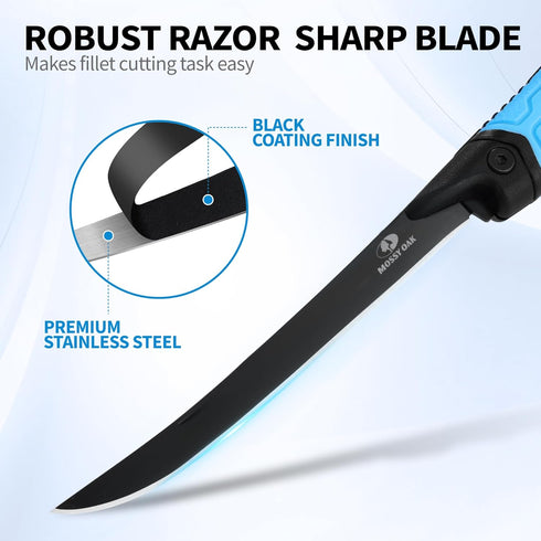 5.5'' 5Cr15 Mossy Oak Fillet Knife, Folding Fillet Knife with Razor Sharp Stainless Steel Blade, Non-Slip Handle