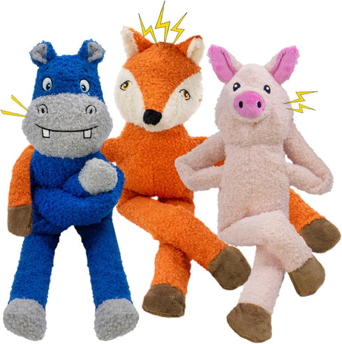 3 Pack No Stuffing Dog Toys Crinkle Squeaky Interactive Plush Dog Toy, not for Aggressive Chewers, to Keep Them