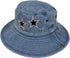 Jeans Denim Cowboy Hat for Women Y2k Crystal Star Washed Bucket Hat with String Sun Cap Foldable Safari Boonie Hat